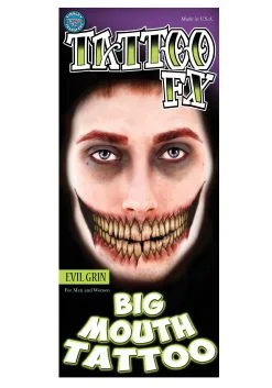 Tinsley Transfers Big Mouth Evil Grin Temporary Tattoo Kit