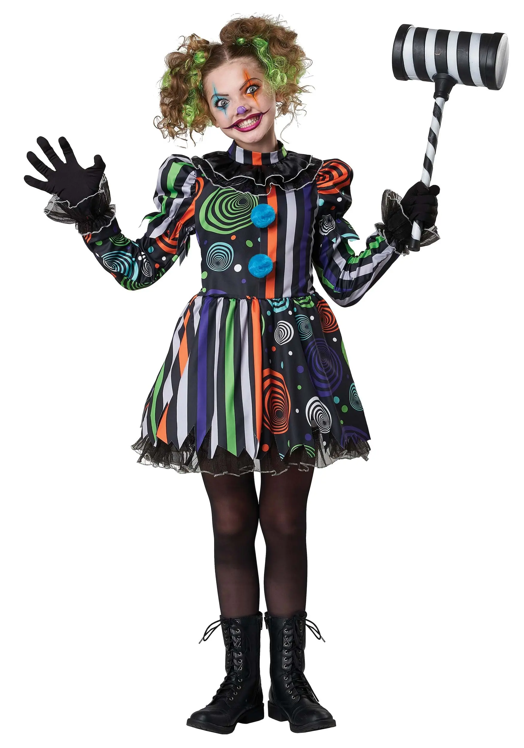 California Costume Collection Neon Nightmare Clown Costume For Girls 3 California Costume Collection Neon Nightmare Clown Costume For Girls